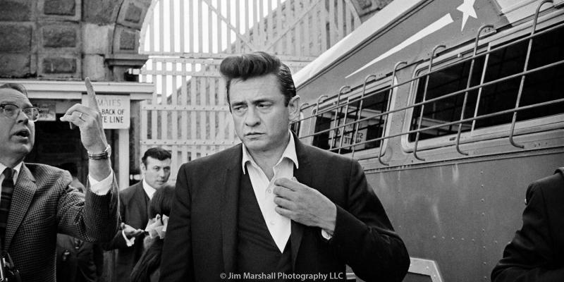 Johnny Cash arriving at Folsom Prison
